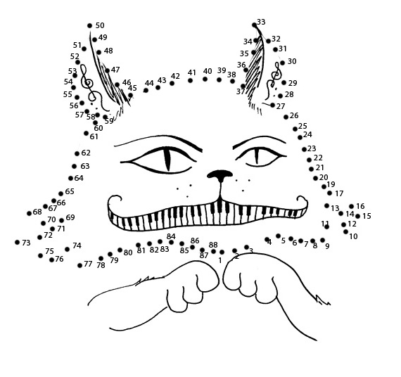 Dots is a connect-the-dots cat with piano teeth!